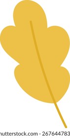 Una hoja de roble abstracta con curvas suaves y una vena central en un estilo plano. La hoja se representa con un enfoque minimalista y líneas limpias. Ilustración vectorial de dibujos animados.