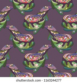 Abstract oak leaves seamless pattern. Hand drawn leaf paisley vector background in modern style. Nature texture for wallpaper, wrapping paper, textile design, surface, fabric.