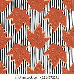 Abstract oak leaves seamless pattern. Maple foliage backdrop. Nature wallpaper. For fabric design, textile print, wrapping, cover. Vector illustration