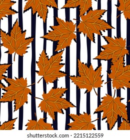 Abstract oak leaves seamless pattern. Maple foliage backdrop. Nature wallpaper. For fabric design, textile print, wrapping, cover. Vector illustration