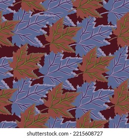 Abstract oak leaves seamless pattern. Maple foliage backdrop. Nature wallpaper. For fabric design, textile print, wrapping, cover. Vector illustration