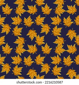 Abstract oak leaves seamless pattern. Maple foliage backdrop. Nature wallpaper. For fabric design, textile print, wrapping, cover. Vector illustration