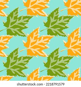 Hojas de roble abstractas, patrón sin fisuras. Fondo follaje de arce. Papel de la naturaleza. Para el diseño de tejidos, impresión textil, envoltura, cubierta. Ilustración del vector