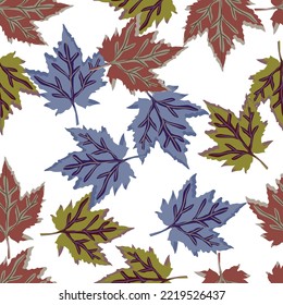 Abstrakte Eiche hinterlässt nahtloses Muster. Ahornblättriger Hintergrund. Naturhintergrund. Für Stoffdesign, Stoffdruck, Umhüllung, Abdeckung. Vektorgrafik