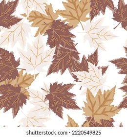 Abstrakte Eiche hinterlässt nahtloses Muster. Ahornblättriger Hintergrund. Naturhintergrund. Für Stoffdesign, Stoffdruck, Umhüllung, Abdeckung. Vektorgrafik