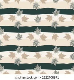 Abstract oak leaves seamless pattern. Maple foliage backdrop. Nature wallpaper. For fabric design, textile print, wrapping, cover. Vector illustration