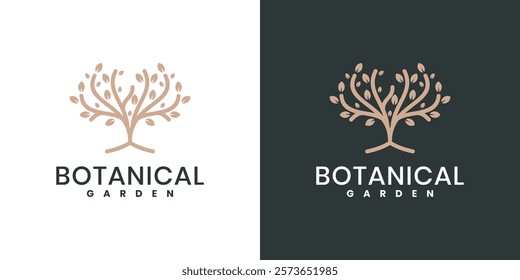 Abstract oak tree logo design template