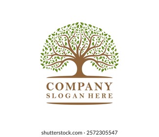 Abstract Oak Tree Nature Tree Of Life Vintage Vector Logo Design Illustration