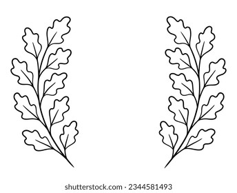 Abstract oak wreath frame with leafy branches