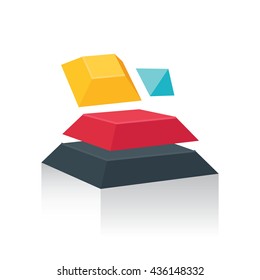 Abstract Object 3D  pink, blue, yellow