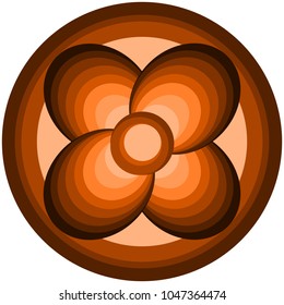 Abstract object in autumn colors, brown, orange, oval shape, round shape, vector illustration 