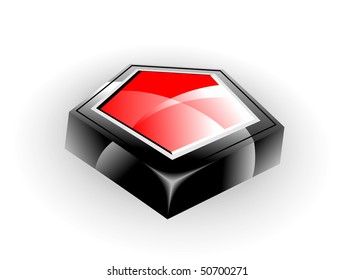 Abstract object. Beautiful 3d vector illustration in black and red.