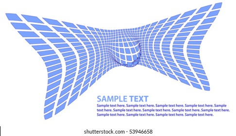 Abstract object with blue 3D shape. Vector