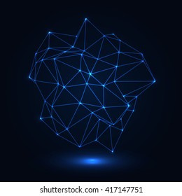 Abstract object from glowing lines. Vector illustration.