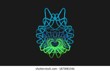 Abstract object with green blue gradient on black background - HD vector wallpaper 