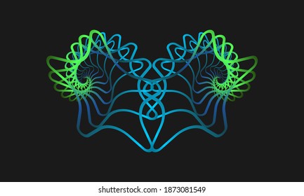 Abstract object with green blue gradient on black background - HD vector wallpaper 