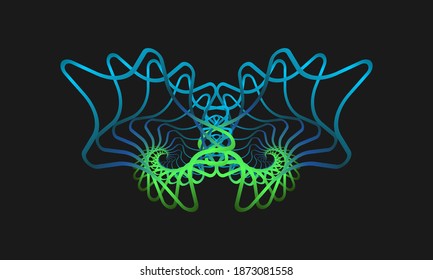 Abstract object with green blue gradient on black background - HD vector wallpaper 