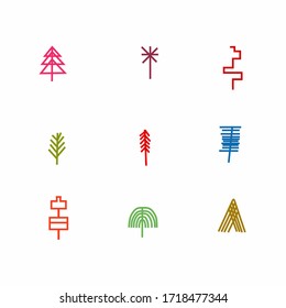 abstract object and icon concept design. isolated clip art. simple tree design.hand drawn line art.