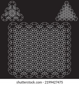 Abstract object intersecting lines isolated on black background. Wireframe 3D volume projection. Complex geometry aspect. Op art.
