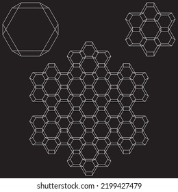 Abstract object intersecting lines isolated on black background. Wireframe 3D volume projection. Complex geometry aspect. Op art.
