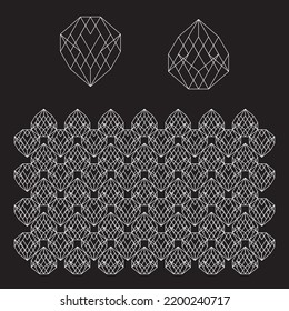 Abstract object intersecting lines isolated on black background. Wireframe 3D volume projection. Complex geometry aspect. Op art.