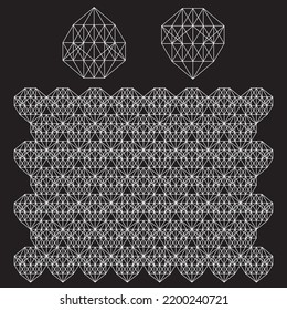 Abstract object intersecting lines isolated on black background. Wireframe 3D volume projection. Complex geometry aspect. Op art.