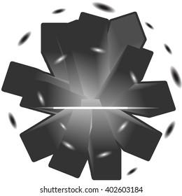 abstract object made from metal bars in a vector