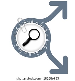 abstract object with two arrows and magnifier