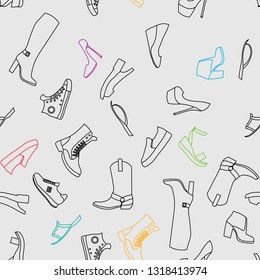 Abstract object of woman footwear seamless pattern