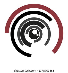 Abstract objective lens, watching eye, glass, surveillance. Vector illustration