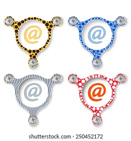 abstract objects with screws and a email icon