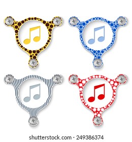 abstract objects with screws and a musical symbol