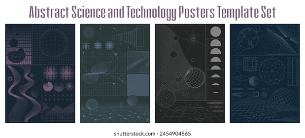 Abstract Objects, Surfaces, Mesh, Grid for Science, Physics, Technology, Space Illustrations, Posters, Wallpapers. 3D Effect Abstract Geometric Elements