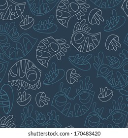 Abstract objects.Vector ethnic background with animals plant. Seamless pattern can be used for wallpapers, pattern fills, web page background,surface textures.Bright children's cartoon birds.