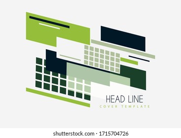 Abstract oblique rectangles and squares on a white background. Universal geometric template for corporate design for cover, business card, flyer, report. Vector illustration
