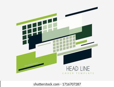 Abstract oblique rectangles and squares on a white background. Universal geometric template for corporate design for cover, business card, flyer, report. Vector illustration