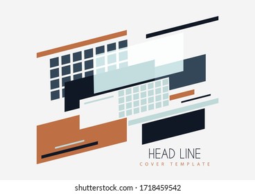 Abstract oblique rectangles and squares on a white background. Universal geometric template for corporate design for cover, business card, flyer, report. Vector illustration