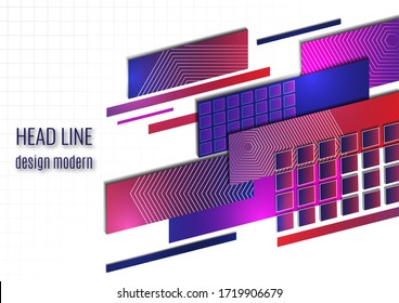 Abstract oblique rectangles and squares on a white background. Universal geometric template for corporate design for cover, business card, flyer, report. Vector illustration