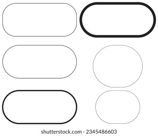 Abstract Oblong icon collection thick and thin on white isolated background minimalist organic