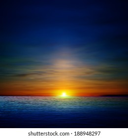 abstract ocean background with clouds and sunrise