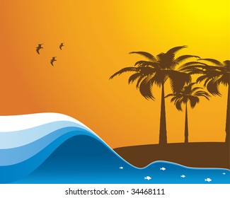 Abstract ocean beach illustration
