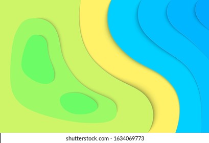 Abstract ocean blue paper cut style background