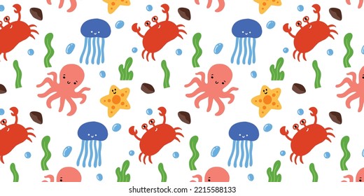 Abstract ocean in cute pattern design style for cartoon background and wallpaper