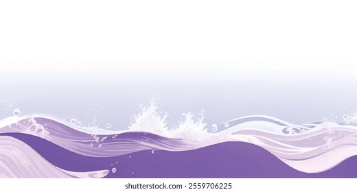 Abstract Ocean Flow: Purple  White Watercolor Waves: Soft and calming watercolor waves in purple and white, perfect for banners, backgrounds, or ocean-themed abstract designs