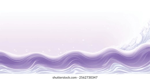 "Abstract Ocean Flow: Purple  White Watercolor Waves: Soft and calming watercolor waves in purple and white, perfect for banners, backgrounds, or ocean-themed abstract designs."
