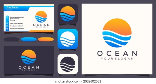 abstract Ocean logo design template. Simple and modern