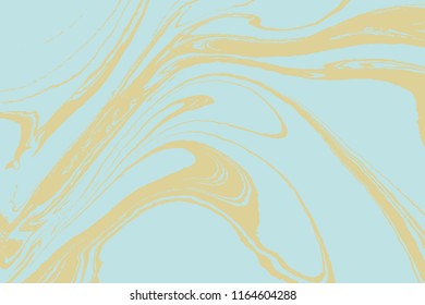 Abstract ocean marble art. Natural random ebru. Artistic style with the swirls of marble or the ripples of agate stone. Blue paint shapes. Vector.