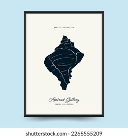 Abstrakte Plakate für Ozeane und Meere. Modernes Meer Botanischer trendiger schwarzer Stil. Vintage-Algen, Fische, Muschel. Ink Wall Art.