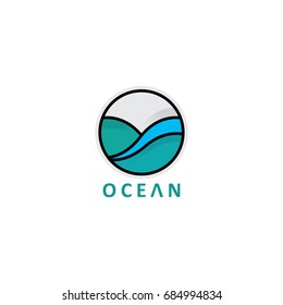 Abstract Ocean Sea Wave Logo Design Template