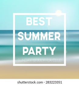 Abstract ocean seascape with blurred background. Summer party invitation templates